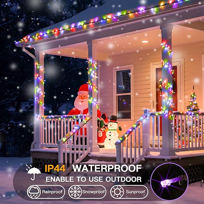 suddus Connectable Christmas Lights with Remote, Multicolor String Lights with Timer, 66ft 200 Led Fairy Lights Plug in for Xmas Tree, Bedroom, Dorm, Yard, Garden, Party, Indoor, Outdoor Decorations