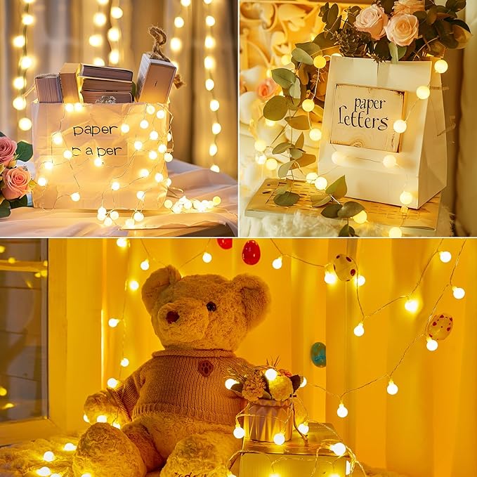 Minetom 2 Pack USB Globe String Lights for Bedroom, 32.8 Feet 100 LED USB Fairy Lights with Remote, Mini Globe Lights for Indoor Classroom Decor Dorm Tent Patio Wall Canopy Party Wedding Tree Xmas