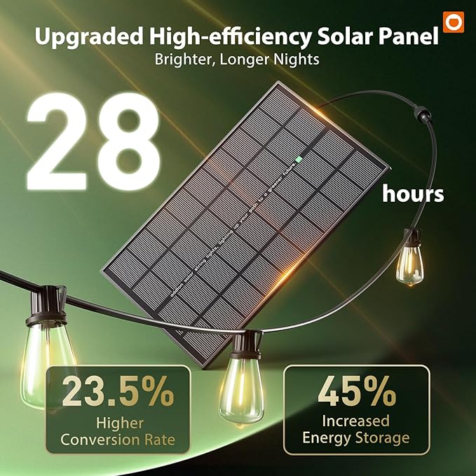 addlon 198FT(192+6) Solar String Lights Outdoor with Remote, Long-Lasting Waterproof Patio Lights, Dimmable & Timable Hanging Solar Light with 60 LED Bulbs for Outside, Yard, Garden, Camping, Gazebo