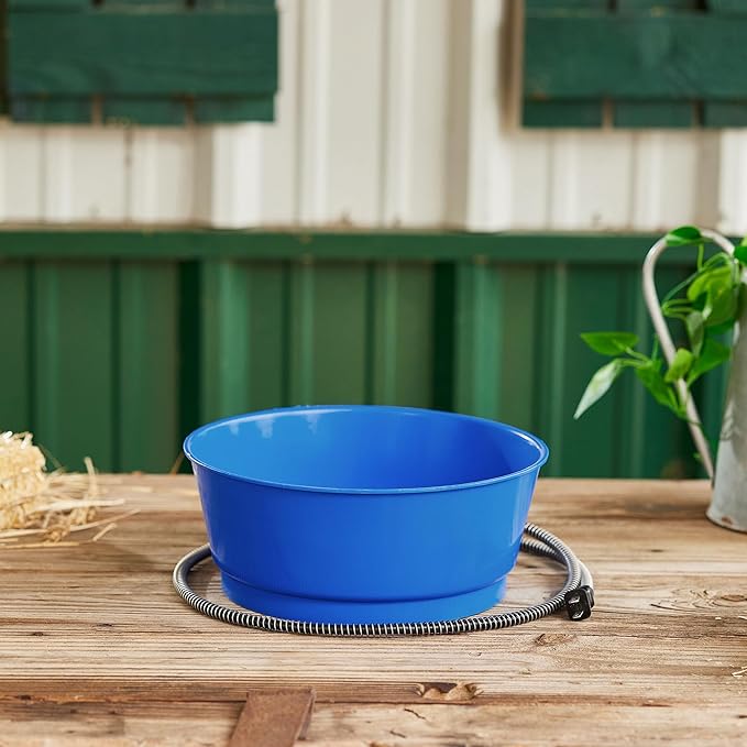 Farm Innovators 1.5 Gallon 60 Watt Electric Heated Pet Water Bowl with Thermostatic Control and Anti Chew Cord Protector, Blue (2 Pack)