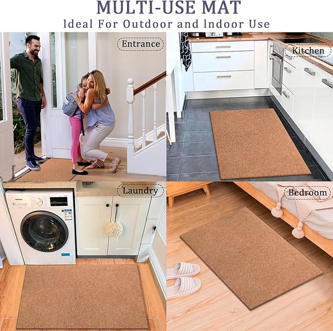 AAZZKANG Door Mats Outdoor 2 Pack Multi-Purpose Blank Doormat Large 36"x24" Non Slip Shoe Mat Ultra Absorb Mud Easy to Clean for Outside,Inside,Garden Entrance Brown