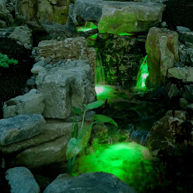 9W LED Underwater Lights Low Voltage 12V AC/DC, Architectual Grade Light Fixture Stainless Steel with Green Lighting, Suitable for Pond, Fountain Landscape Lighting Projects