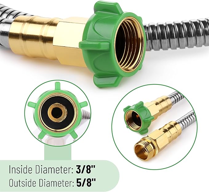 UNCO 3 Feet Heavy Duty Stainless Steel Short Garden Hose, Metal, Water Hose, Non Kink, Durable, Flexible, Lightweight