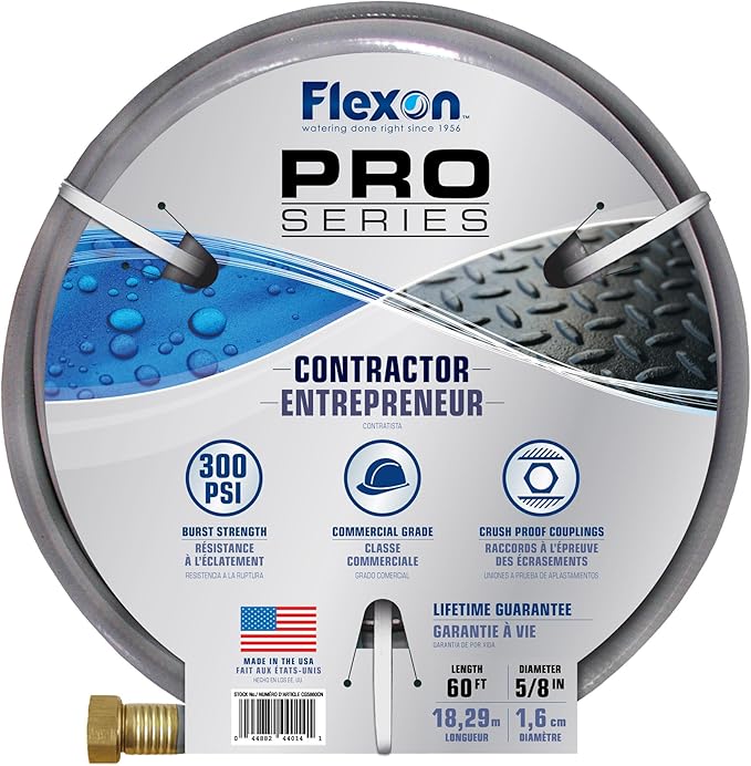 Flexon CG5860 Contractor Grade Garden Hose, 5/8-inch x 60-feet