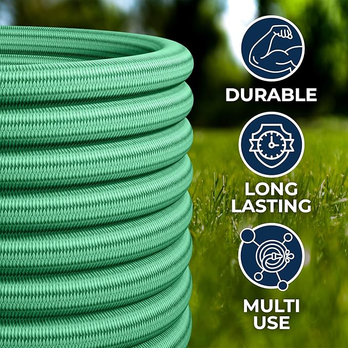 Garden Hose, NON-EXPANDABLE Garden Hose, Super Light Weight Hose, No Burst, 3/4 inch Solid Brass Connectors, 50 Ft, Grassy Green