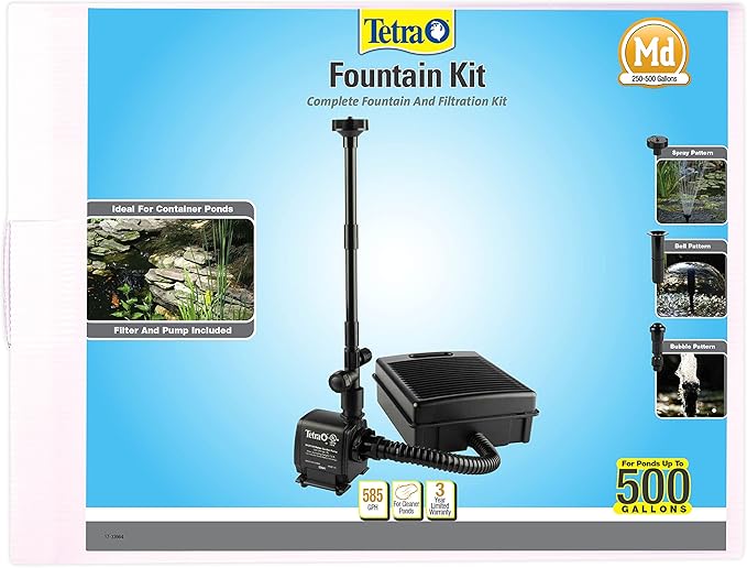 Tetra Pond Filtration Fountain Kit, Includes 3 Fountain Attachments