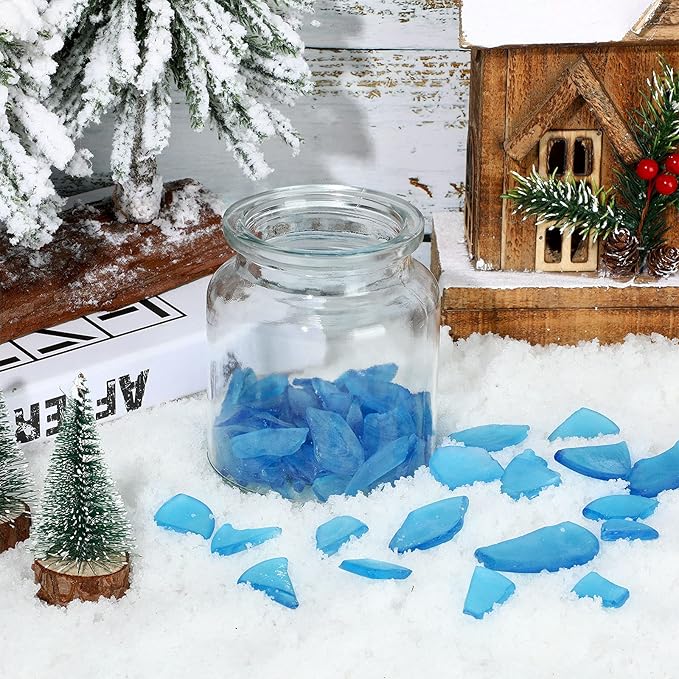 Jetec 11 oz Sea Glass for Crafts Pieces Decor Flat Frosted Sea Glass Vase Filler Crushed for Beach Wedding Party Decor Home Aquarium DIY Craft Supplies(Ocean Blue)