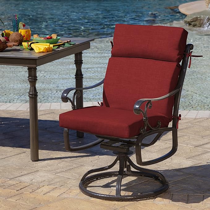 Arden Outdoor Chair Cushion, 21 x 20, Rain-Proof, Fade Resistant 20 x 21, Ruby Red Leala