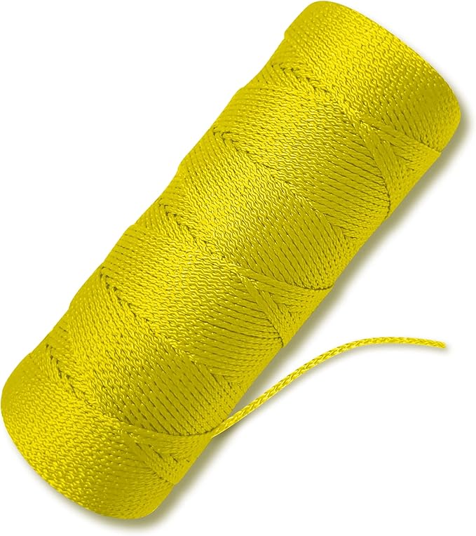 Yellow Mason Line - #18 Braided Nylon String - 250 Ft Length - Nylon Twine for Gardening & Masonry - Perfect Construction String