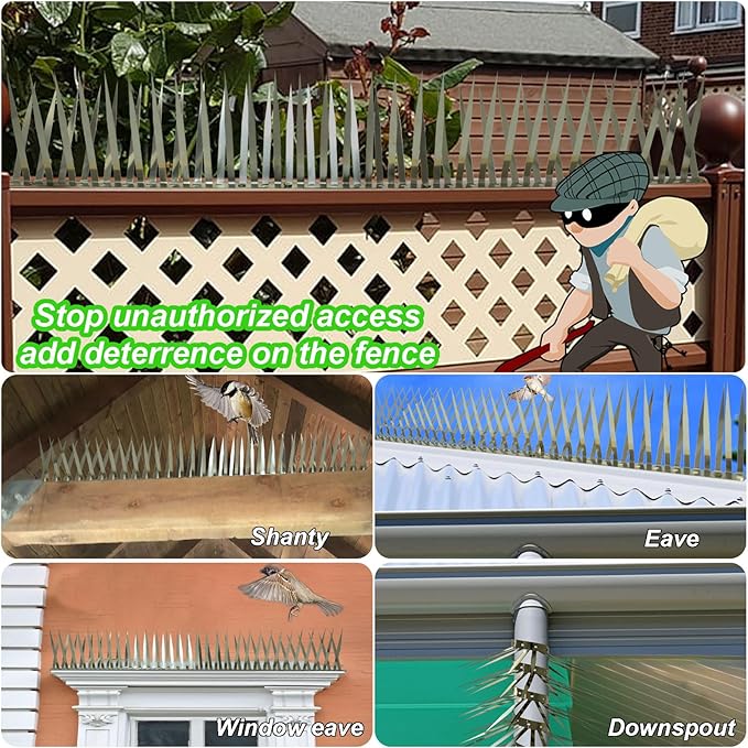 Bird Spikes, Squirrel Spikes and Squirrel Baffles Keep Raccoons, Cats and Snakes Away from Gardens, Fences and Climbing Bird Feeder Poles. (40 inches)
