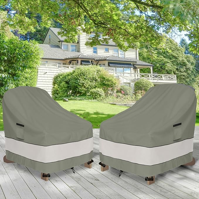 Outdoor Adirondack Chair Cover 2 Pack,Waterproof 100% Patio Chair Covers,30W x 34 D x 36 H inches,Patio Adirondack Chair Cover for Outdoor Chair -Grayish Green