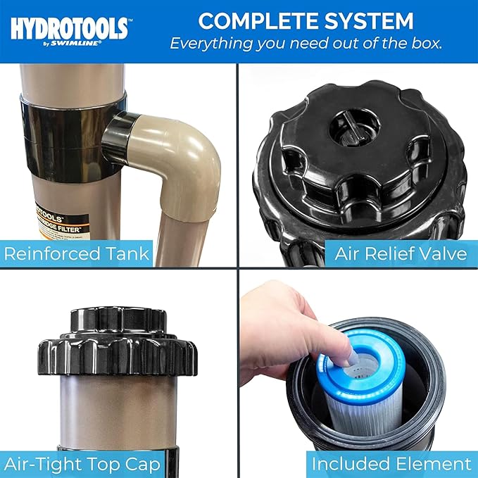 SWIMLINE HYDROTOOLS Above-Ground Pool Cartridge Filter System, 8 Sq Ft with 0.3 THP Pump, Pools up to 9000 Gallons