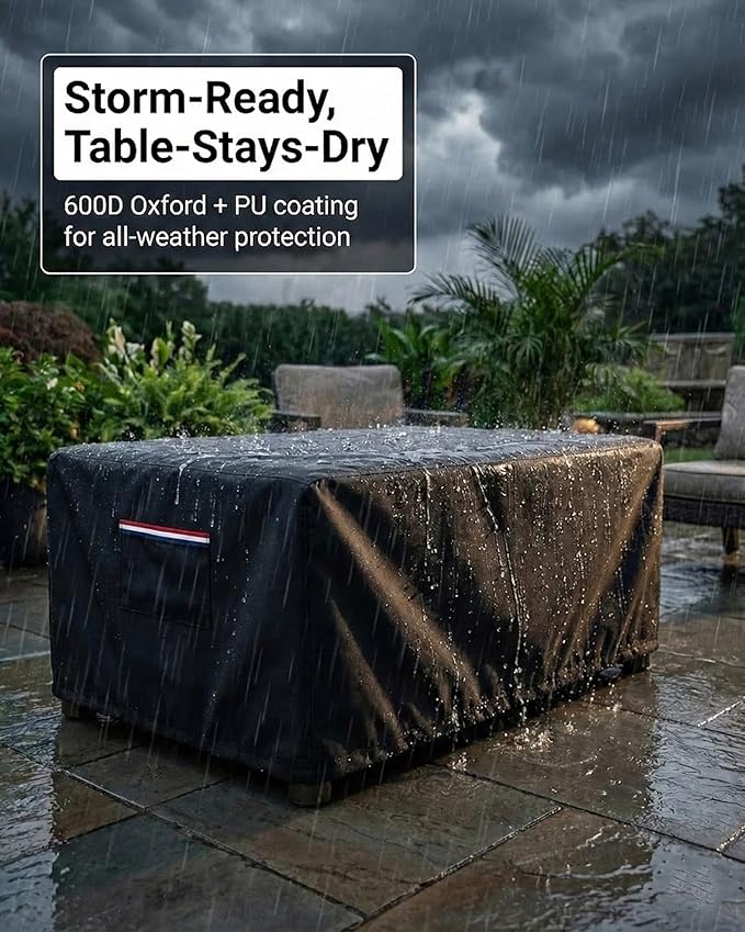 Waterproof Rectangular Patio Coffee Table Cover, 600D Heavy Duty Outdoor Furniture Protection Weather UV Resistant for Patio Furniture Protective Garden Table Cover 36 x 24 x 16 inches,Black