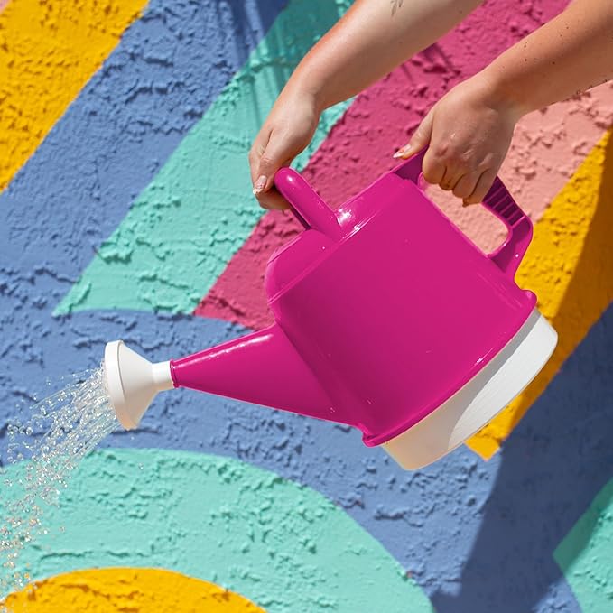 Bloem Deluxe 2 Gallon (256 Fl Oz) Fuchsia Resin Watering Can for Indoor and Outdoor Use