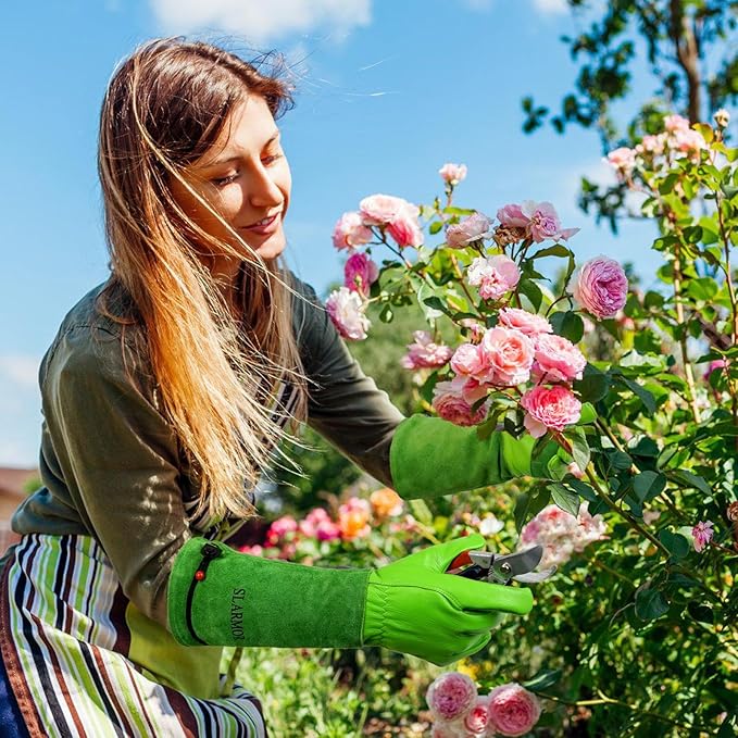 Long Gardening-Gloves Women/Men-Thorn proof Rose Pruning Heavy Duty Gauntlet, Best Garden Gifts for Gardener-XS