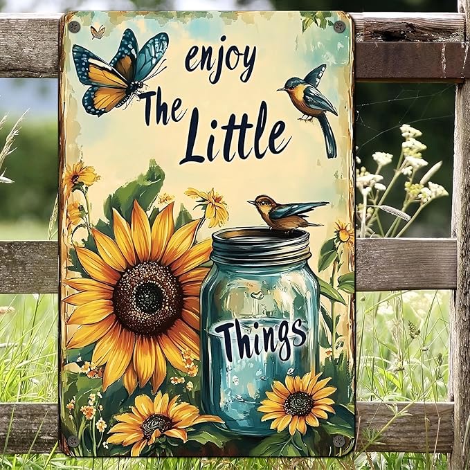 Flowers Vintage Tin Sig Flowers Metal Tin Sig Retro Sign for Home Bar Office Outdoor Wall Decor 12x16inch