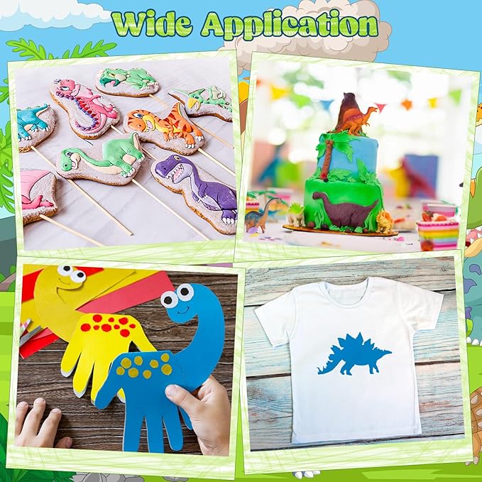 Marspark 66 Pcs Spring Easter Small Stencils for Crafts Reusable 3 Inch Stencils for Painting on Wood DIY Craft Paint Template for Wall Home Decor Card Rock Canvas Drawing Holiday (Dinosaur)