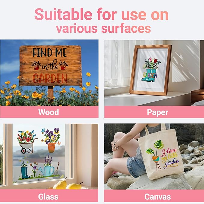 16 PCS Garden Theme Stencils for Painting, Stencils for Crafts Reusable 8 x 8 Inch Quote Floral Templates for Wood Signs Sheds Planters and Patio Decor