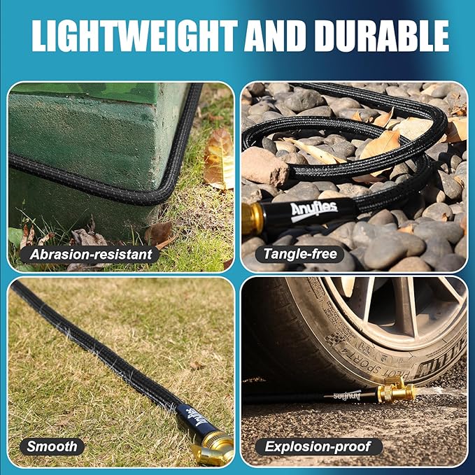 Garden Hose 50FT, Lightweight 3-Layer PVC Flexible Water Hose, No Kink, Leak-Resistant, High-Pressure with Metal Fittings, Durable for Outdoor, Gardening, Washing Cars, Easy to Store