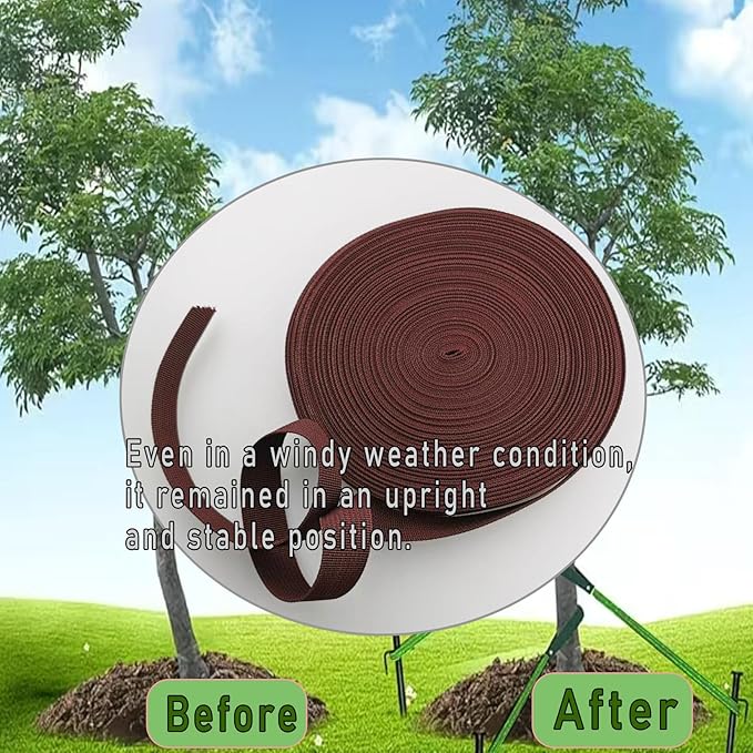 1 Roll 65.6 Feet Tree Tie for Plant Support Garden Strap 1 Inch Width Staking and Guying Material 1,800 Lbs Strength (Coffee)