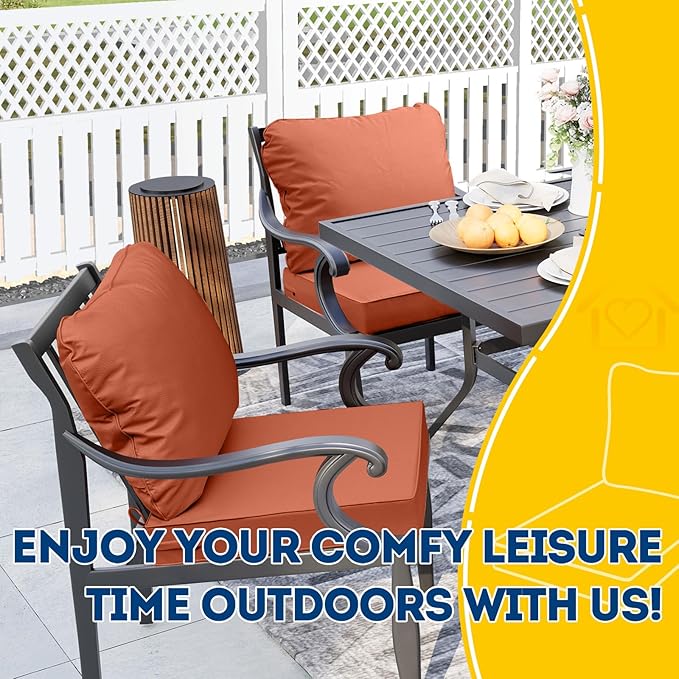 AAAAAcessories Outdoor Seat Cushions for Chairs, Fade-Resistant, Waterproof Patio Furniture Replacement Cushions, 21" x 19" x 3" + 21" x 19", Rust