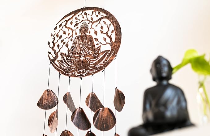 VP Home Shimmering Serenity Buddha Outdoor Garden Decor Wind Chime