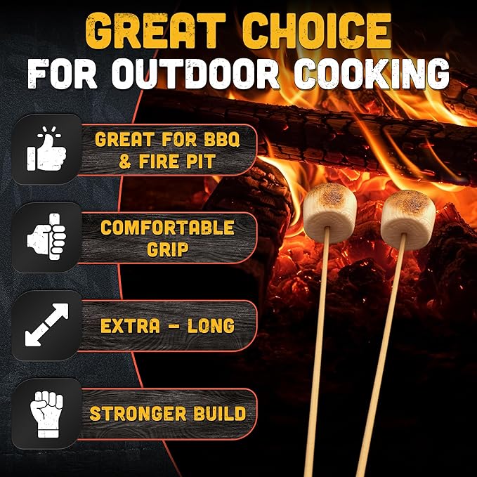 50 Pcs Smore Sticks for Fire Pit Extra Long - Thick 36 Inch Long Smores Sticks for Fire Pit, Suitable for Crafts & Flower Bouquets - 5mm Thick Bamboo Skewers for Smores, Meat, Kabobs, Hot Dogs, Fruits