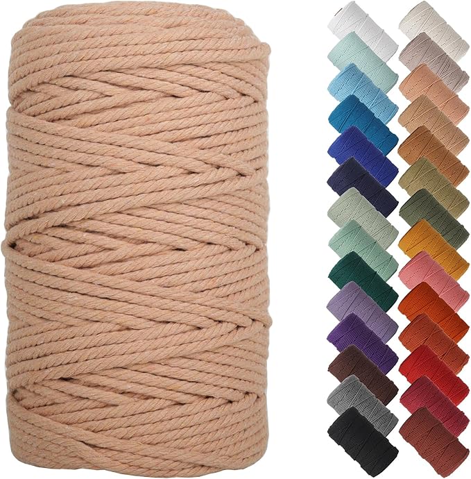 NOANTA Brick Red Macrame Cord 4mm x 109yards, Colored Macrame Rope, Cotton Rope Macrame Yarn, Colorful Cotton Craft Cord for Wall Hanging, Plant Hangers, Crafts, Knitting