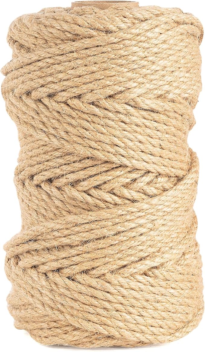 5mm 12Ply Jute Twine,197 Feet/60M Twisted Jute Rope, Garden Twine, Heavy Duty and Thick Twine Rope, Garden, Arts & Crafts, Christmas, Home Decor, Packaging Braided