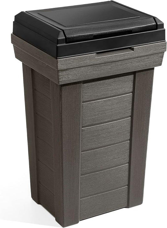Step2 Lakewood Garbage Container - Dark Cedar - Indoor/Outdoor Refuse Container - Large Capacity Garbage Receptacle - Decorative Trash Can with Lid - Ideal for Patio, Kitchen, Pool Storage and More