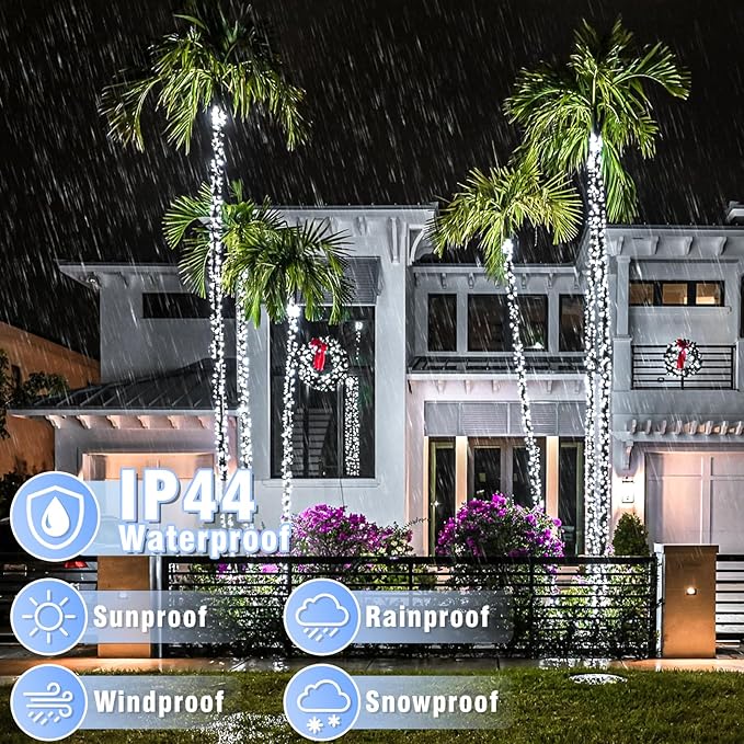 66FT 200 LED Christmas Lights Outdoor, White Christmas String Lights Indoor Waterproof with 8 Modes, Plug in Connectable Twinkle Fairy Lights Clear Wire for Indoor Bedroom Garden Xmas Holiday Decor