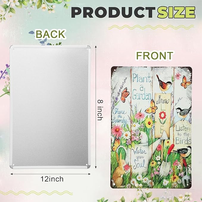 2 Pcs Funny Metal Tin Garden Sign 12'' x 8'' Gifts for Plant Lovers Women Grandma Mom Garden Decor Metal Tin Sign for Farmhouse Greenhouse Patio Yard Wall Decor Indoor Outdoor(Girl, Farm)