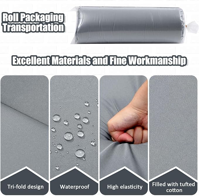 6 Pack Outdoor High Back Chair Cushion, 44 x 20 inches Patio Chair Cushions Waterproof Rocking Cushions Indoor Furniture Seat Pad, Weather Resistant (Solid,Light Gray)