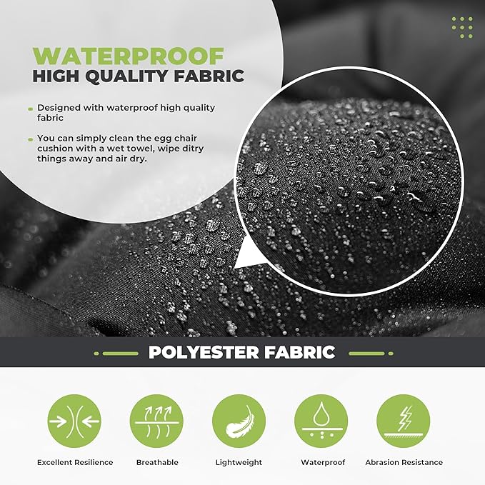 Wicker Chair Cushions, Waterproof Outdoor Loveseat Cushions for Patio Furniture, 3 Pieces Wicker Furniture Cushions, 1 Loveseat and 2 U-Shaped Cushions, Black