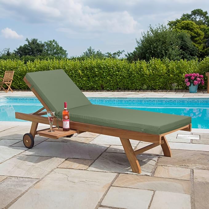 Only choice Outdoor Chaise Lounge Cushion Set of 2, 75" x 24" Lounge Chair Cushion Water-Resistant & Fade-Resistant for Lawn, Pool, Replacement Seat Cushion for Patio (Oliver Green)