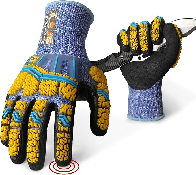 Schwer PRO-SKIN Impact Gloves with ANSI A4 Cut Reistant Protection, Flexible and Comfortable Work Gloves with Grip，Touchscreen, Used for Oil and Gas E&P，Mechanic, Construction, Non-PFAS, M, PM3900-T