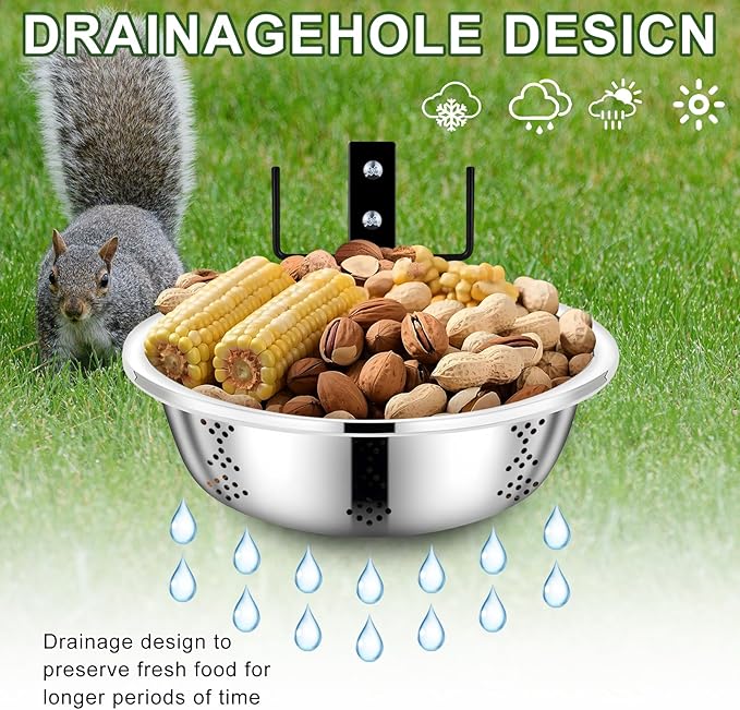 Metal Squirrel Feeders for Outside,Squirrel House for Outdoors, Durable Bowl Tree Mounted of Chipmunk Feeder, Squirrel Food for Backyard Squirrels Hold Corn, Corn Cob, Peanuts (8.5 Inch)