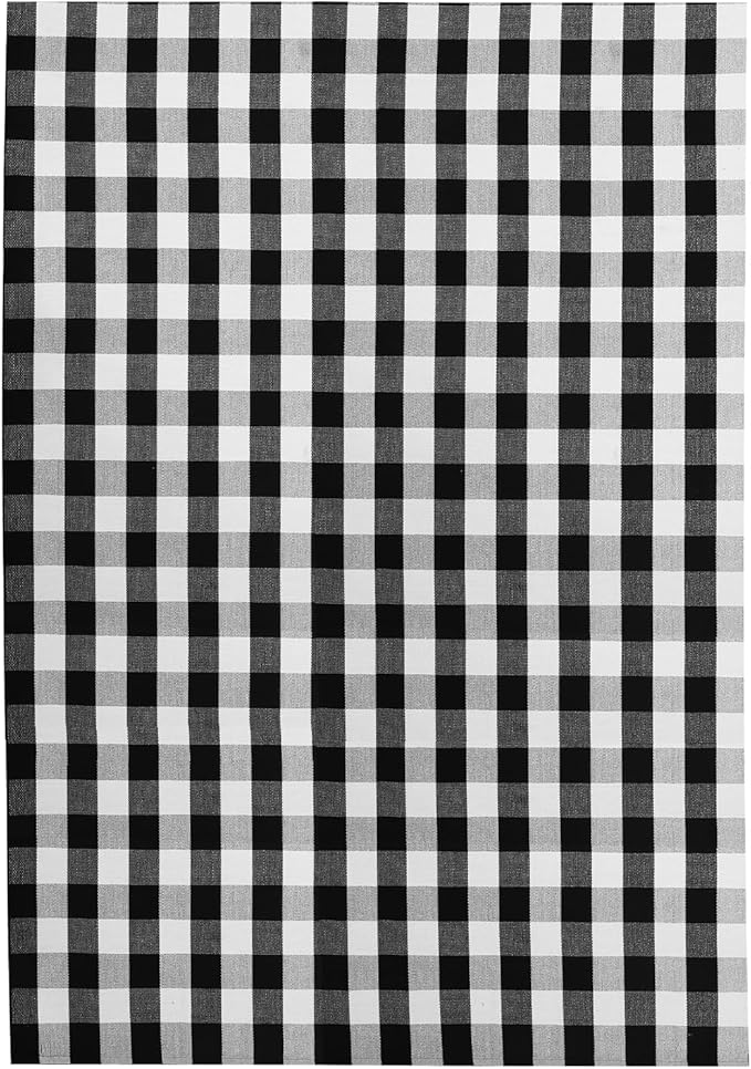IOHOUZE Buffalo Plaid Checkered Rug 8x10 Ft Front Door Mats, Washable Area Rugs for Front Porch Decor, Spring Summer Welcome Mats Outdoor, Black White Rug for Farmhouse/Entryway/Home Entrance