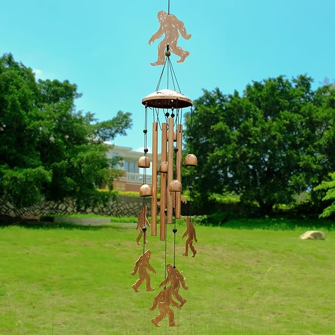 Bigfoot Wind Chimes for Outside, Metal Windchimes Outdoors, Bigfoot Gifts for Women/Men, Memorial/Birthday Gifts, Garden Decor for Outside, Patio or Yard, Durable Chimes for Outdoors