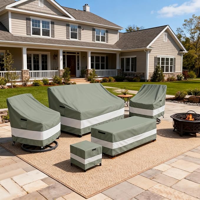 Patio Chair Covers Waterproof Patio Furniture Covers,30W x 34D x 38 H Inches Outdoor Swivel Chair Cover 4 Pack -Grayish Green