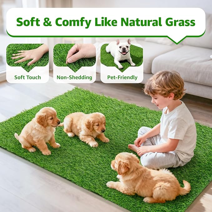 Artificial Turf Grass Outdoor: Grass Pad for Dogs Indoor Potty Training, Replacement Turf Rug for Patio Balcony Apartment Landscape Decoration, Easy to Clean with Drainage Holes(3.21x6.50ft)
