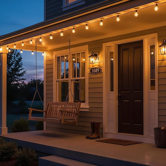 RTTY Dense-Glow Outdoor String Lights 25ft, G40 Led Patio Globe Lights with 13pcs Plastic Bulbs, Shatterproof Waterproof Connectable Hanging for Porch Cafe Bistro Backyard Gazebo Balcony Deck Party