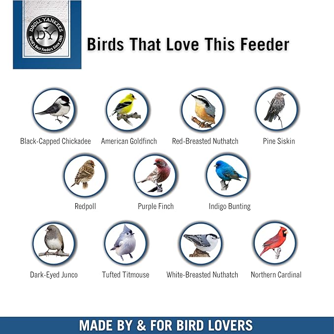 Droll Yankees Classic Sunflower or Mixed Seed Bird Feeder, Ring Pull Advantage, 6 Feeding Stations, 1 lb Bird Seed Capacity, 20-Inch