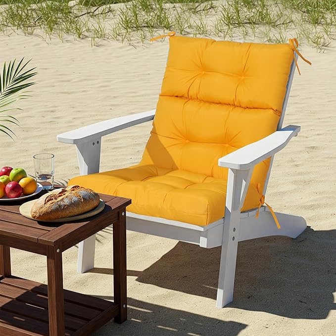 Only choice High Back Chair Cushions,Adirondack Chair Cushion with Waterproof All-Weather, Rocking Chair Cushion for Outdoor Patio, Garden Porch 44”x 22”x 4,Set of 2 (2, Yellow)