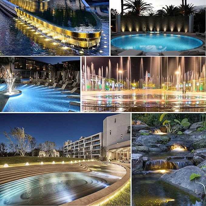 JSN&PC LED Pond Lights 24W 5000K White Color DC12V Underwater Lights for Party Home Garden Fountain Water Rockery Grass Land