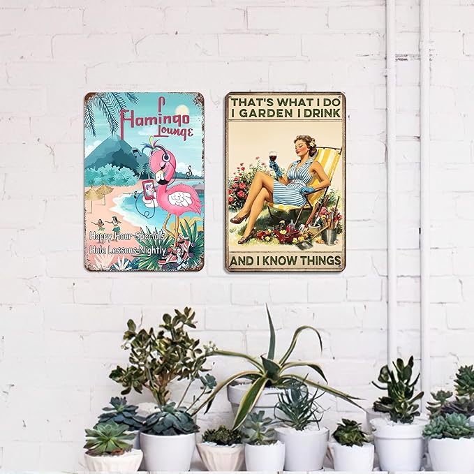 Funny Garden Aluminum Sign - 'Into The Garden I Go To Lose My Mind And Find My Soul' - Rustic Wall Art Decor for Home, Patio, Bar or Cafe 8x12 Inch