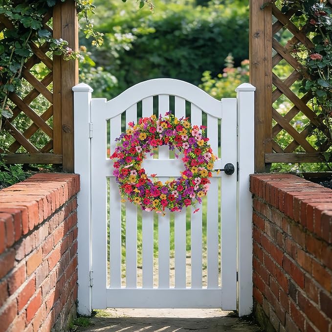 Artificial Flowers Garland Ivy, 4 Pack 5.9 FT Spring Summer Decor UV Resistant Fake Mums Floral Vine Silk Daisy Hanging Flower for Home Garden Wedding Decor Photo Booth Backdrop(Mix)