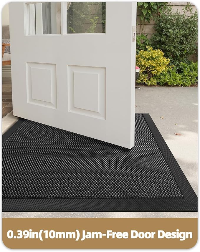 Color&Geometry Small High Stretch Elastic Silk Doormat, Front Door Mat Outside Entrance, Outdoor Door Mat for Patio,Quick-Dry & Heavy-Duty, Non-Slip Rubber Doormat, 17"x30" Black Grey