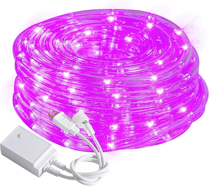 Waterproof LED Rope Lights, Connectable & Flexible with 8 Modes, Outdoor Lighting for Deck, Garden, Pool, Patio & Christmas Decor (Purple, 50ft)