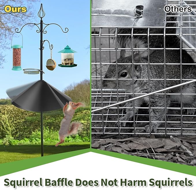 2PCS 19 Inch Metal Squirrel Baffle,Squirrel Guard for Bird Feeder Without Screws Assemble,Hanging Baffle Outdoor Protect Bird Feeders and Pole Mount from Raccoon Squirrels Rodents